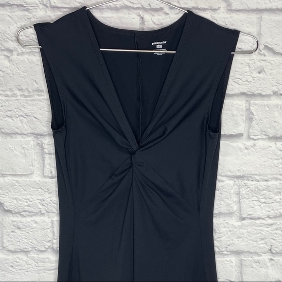 Patagonia Bandha Midi Dress Black Nylon Stretch Twist Front Women's Size Small - Picture 4 of 7